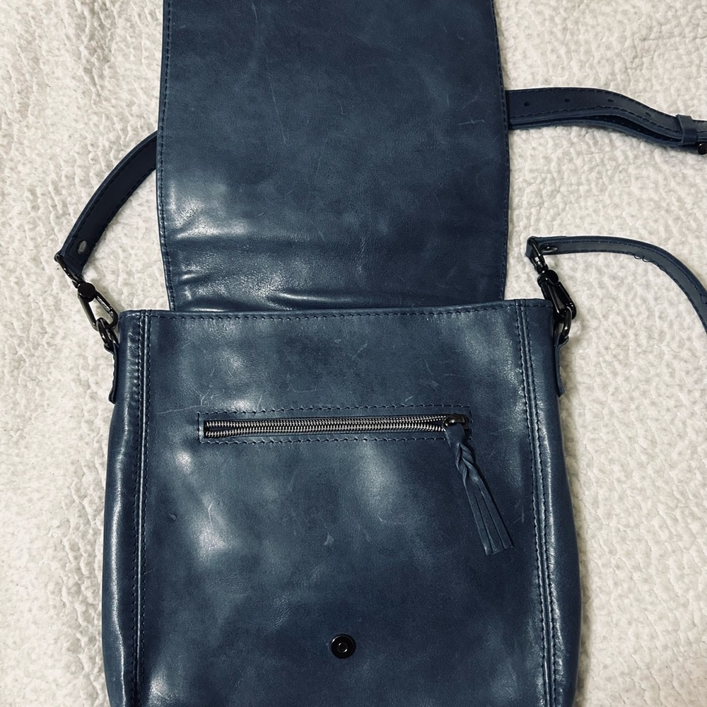 Blue Vegan Leather Crossbody Bag - Picture 3 of 13
